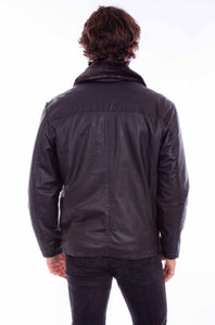 SCULLY- BLACK LEATHER JACKET W/REMOVABLE COLLAR