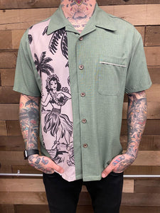STEADY- HULA BOWLING SHIRT IN GREEN