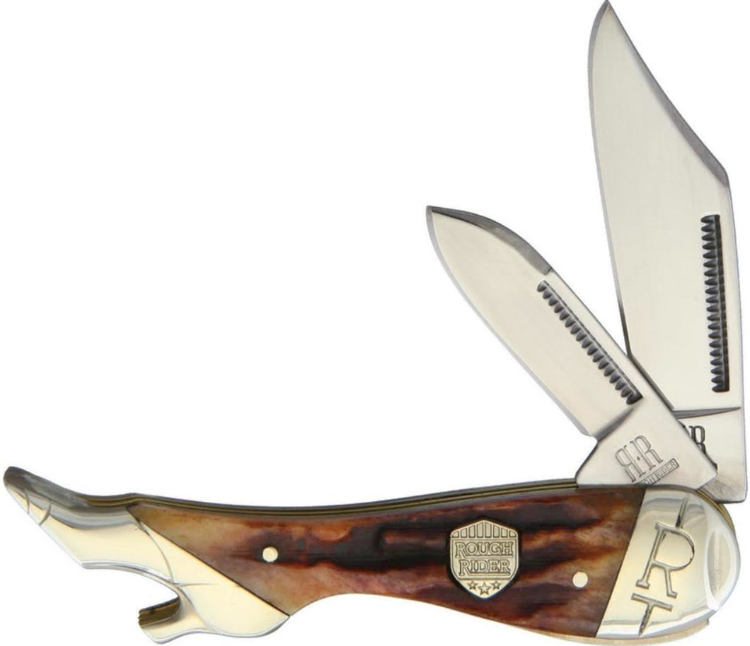 BLUE RIDGE- SMALL BROWN BONE LEG KNIFE