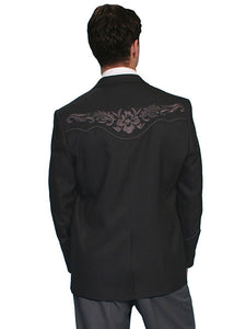SCULLY- CHARCOAL FLORAL EMBROIDERY BLAZER