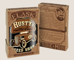 TRIXIE & MILO- RUSTY'S SPEED SHOP FLASK