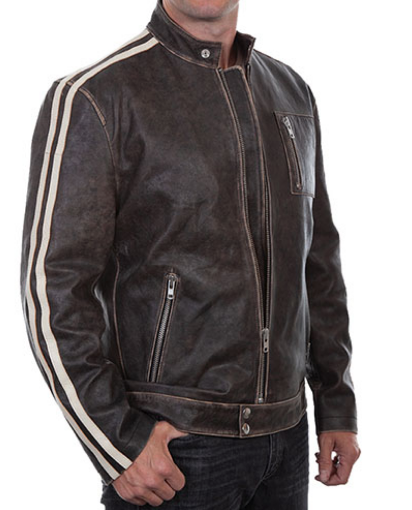 SCULLY LEATHER- RACING STRIPES MOTORCYLE JACKET