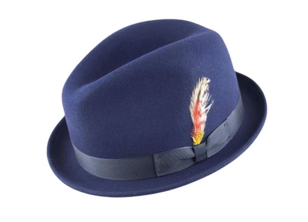 NEW YORK HAT- STINGY FEDORA- NAVY