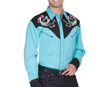 Load image into Gallery viewer, SCULLY- HORSESHOE ROSE EMBROIDERY- TURQUOISE
