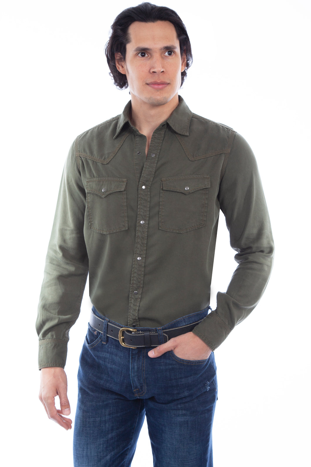 SCULLY- ARMY GREEN LONG SLEEVE