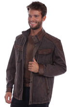Load image into Gallery viewer, SCULLY- LEATHER TRIMMED DENIM JACKET
